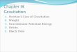 Chapter IX Gravitation A. Newtons Law of Gravitation B. Weight C. Gravitational Potential Energy D. Orbits E. Blach Hole