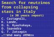 Piero GaleottiVulcano 2008 1 Search for neutrinos from collapsing stars in Italy (a 30 years report) C. Castagnoli, K. Lande, O. G. Ryazhskaya, O. Saavedra