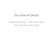 The How of OAuth OAuth Hackathon – 4/26 @ Six Apart http://icanhaz.com/oauth
