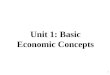 Unit 1: Basic Economic Concepts 1. Scarcity Means There Is Not Enough For Everyone Government must step in to help allocate (distribute) resources 2
