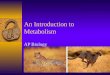 An Introduction to Metabolism AP Biology. An Introduction to Metabolism The chemistry of life is organized into metabolic pathways The totality of an