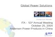 10 amps up to 700 amps Global Power Solutions ITA - 53 rd Annual Meeting October 25, 2004 Anderson Power Products in China