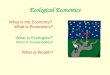 Ecological Economics What is the Economy? What is Economics? What is Ecological? What is Sustainability? What is Wealth?