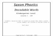 Saxon Phonics Decodable Words Kindergarten Level Lessons 1 - 125 Students should be able to sound-out words thru their current lesson. Lesson numbers are