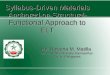 Syllabus-Driven Materials Anchored on Structural- Functional Approach to ELT By: Rowena M. Matilla De La Salle University-Dasmariñas Cavite, Philippines