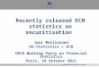 Recently released ECB statistics on securitisation Jani Matilainen DG-Statistics / ECB OECD Working Party on Financial Statistics Paris, 24 October 2011