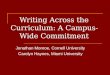 Writing Across the Curriculum: A Campus-Wide Commitment Jonathan Monroe, Cornell University Carolyn Haynes, Miami University