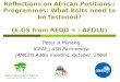 Reflections on African Positions / Programmes: What Bolts need to be fastened? (E.GS from REDD + / AFOLU) Peter A Minang ICRAF / ASB Partnership (AMCEN