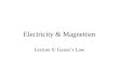 Electricity & Magnetism Lecture 6: Gausss Law. Summary: Lecture 5 The Electric Field is related to Coulombs Force by Thus knowing the field we can calculate