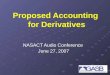 Proposed Accounting for Derivatives NASACT Audio Conference June 27, 2007