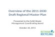 Overview of the 2011-2030 Draft Regional Master Plan Presented to the Solid Waste Management Coordinating Board October 26, 2011