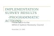 IMPLEMENTATION SURVEY RESULTS -PROGRAMMATIC ACTIONS- Presentation to the WRIA 8 Salmon Recovery Council November 19, 2009