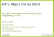BTs Plans for its NGN EU Open Workshop on NGN Policy and Regulatory Issues 22 June 2005 Ittai Hershman Director, 21CN Commercial Development BT Wholesale