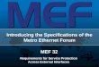 1 Introducing the Specifications of the Metro Ethernet Forum MEF 32 Requirements for Service Protection Across External Interfaces