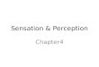Sensation & Perception Chapter4. Sensation Def:the stimulation of sensory receptors and the transmission of sensory information to the central nervous