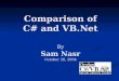 Comparison of C# and VB.Net October 26, 2004 Comparison of C# and VB.Net By Sam Nasr October 26, 2004