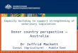 Capacity building to support strengthening of veterinary legislation Donor country perspective – Australia Dr Joffrid Mackett Consul (Agriculture) - Middle