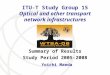 Summary of Results Study Period 2005-2008 ITU-T Study Group 15 Optical and other transport network infrastructures Yoichi Maeda