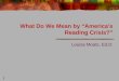 1 What Do We Mean by Americas Reading Crisis? Louisa Moats, Ed.D