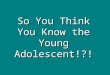 So You Think You Know the Young Adolescent!?!. Team Challenge Characteristics of young adolescents and effective schools for them