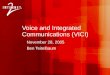 Voice and Integrated Communications (VICI) November 28, 2005 Ben Teitelbaum