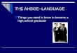 THE AHSGE--LANGUAGE Things you need to know to become a high school graduate!