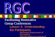 1 Facilitating Restorative Group Conferences Lesson 3: Understanding the Participants Minnesota Department of Corrections with the National Institute of