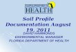 DAVID HAMMONDS ENVIRONMENTAL MANAGER FLORIDA DEPARTMENT OF HEALTH Soil Profile Documentation August 19, 2011