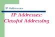 IP Addresses: Classful Addressing IP Addresses. CONTENTS INTRODUCTION CLASSFUL ADDRESSING Different Network Classes Subnetting Classless Addressing Supernetting