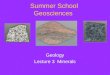 Summer School Geosciences Geology Lecture 3 Minerals
