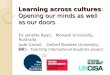 Learning across cultures: Opening our minds as well as our doors Dr. Janette Ryan, Monash University, Australia Jude Carroll, Oxford Brookes University,