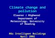 Climate change and pollution Eleanor J Highwood Department of Meteorology, University of Reading MSc Intelligent Buildings April 2002