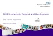 NIHR Leadership Support and Development The Trainee Programme 23 September 2009