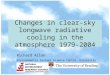 Changes in clear-sky longwave radiative cooling in the atmosphere 1979-2004 Richard Allan Environmental Systems Science Centre, University of Reading,