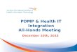 PDMP & Health IT Integration All-Hands Meeting December 10th, 2013