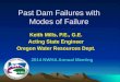 Past Dam Failures with Modes of Failure Keith Mills, P.E., G.E. Acting State Engineer Oregon Water Resources Dept. 2014 NWHA Annual Meeting