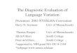 The Diagnostic Evaluation of Language Variation Presenters: 2003 NYSSLHA Convention Harry N. Seymour Univ of Massachusetts Thomas Roeper Univ of Massachusetts
