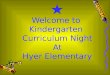Welcome to Kindergarten Curriculum Night At Hyer Elementary