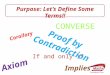 Corollary If and only if CONVERSE Proof by Contradiction Axiom Implies Purpose: Lets Define Some Terms!!