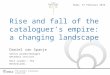 The worlds libraries. Connected. Rise and fall of the cataloguers empire: a changing landscape Daniel van Spanje Senior productmanager metadata services