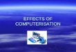 EFFECTS OF COMPUTERISATION. INTRODUCTION FAST CHANGES FAST CHANGES HUMAN MIND HUMAN MIND MORE CONVENIENCE MORE CONVENIENCE PROFESSIONALS DEPEND ON COMPUTERS