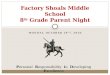 MONDAY, OCTOBER 18 TH, 2010 Factory Shoals Middle School 8 th Grade Parent Night Personal Responsibility in Developing Excellence
