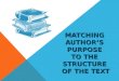 MATCHING AUTHORS PURPOSE TO THE STRUCTURE OF THE TEXT