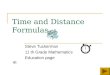 Time and Distance Formulas Steve Tuckerman 11 th Grade Mathematics Education page