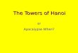 The Towers of Hanoi or Apocalypse When?. A Legend Legend has it that there were three diamond needles set into the floor of the temple of Brahma in Hanoi
