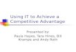 Using IT to Achieve a Competitive Advantage Presented by: Paula Hayes, Tara Hines, Bill Krampe and Andy Roth