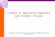 Credit & Specialty Reports and Credit Scores Consumer Action created this project with funding from Experian © Consumer Action 2010