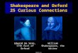 Shakespeare and Oxford: 25 Curious Connections Edward De Vere, 17th Earl of Oxford William Shakespeare, the Writer Shakespeare and Oxford 25 Curious Connections