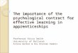 The importance of the psychological contract for effective learning in apprenticeships Professor Erica Smith University of Ballarat Arlene Walker & Ros