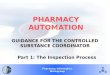 Pharmacy Informatics Workgroup PHARMACY AUTOMATION GUIDANCE FOR THE CONTROLLED SUBSTANCE COORDINATOR Part 1: The Inspection Process 1